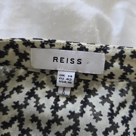 Reiss Lea Desert-trail Button Up Shirt Blouse Size US 10 Pleated Front Work - Picture 7 of 10